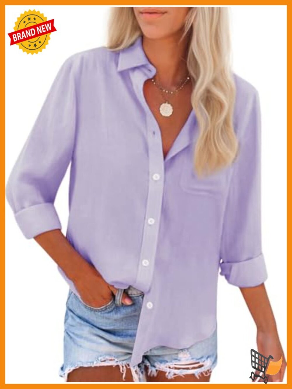 Womens Cotton Button Down Shirt Long Sleeve Oxford Blouse Work Top